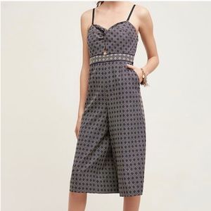 Anthro Elevenses Remy Cutout Embroidered Jumpsuit